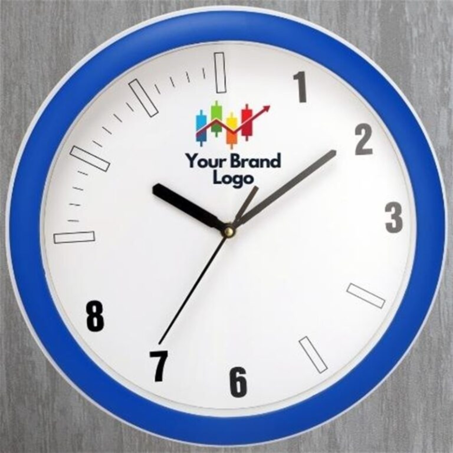 Corporate clock with customized brand logo